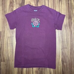 DGK Mens Virgin Mary Guadalupe Rose Graphic T-Shirt Burgundy Small
